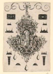 Plate 5, fra en serie på åtte anhengsdesign med kardinaldydene av Johann Theodor de Bry