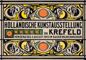 Plakat som reklamerer for den nederlandske kunstutstillingen i Krefelds Kaiser Wilhelm Museum av Johan Thorn Prikker