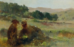 Landskap med en jeger og en hund