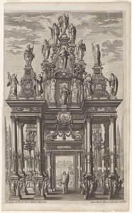 Frontispice med triumfbue med Kristus og apostlene av Johann Ulrich Kraus