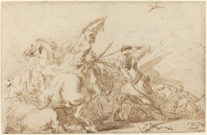 Et slag mellom orientalsk kavaleri og soldater, 1636. av Johann Wilhelm Baur