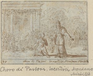 Kor av hyrder og prester: Montano, Mirtillo, 1640. av Johann Wilhelm Baur