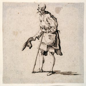 Country Man står og tar av seg capsen (penn og blekk på papir) av Johann Wilhelm Baur