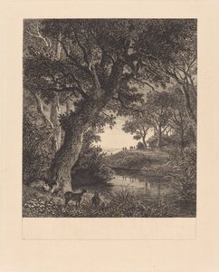 Jegere som forlater en skog av Johann Wilhelm Schirmer