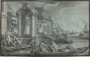 Venetiansk fantasi med en dekorativ bue