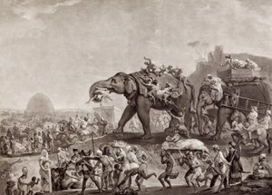 Hyderbecks ambassade til Calcutta, fra vesiren av Oude, via Patna, i år 1788, for å møte Lord Cornwallis, pub.c.1800 (mezzotint) av Johan Joseph Zoffany