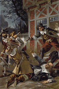Illustrasjon for The Flying Dutchman, eller Der Fliegende Hollander (farge litho) av Johannes (after) Gehrts