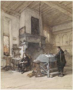 Arkiv i Veere med figurer i 1600-tallsdrakt av Johannes Bosboom