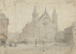 Utsikt over Ridderzaal ved Binnenhof av Johannes Bosboom