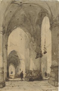 Interiør i Saint Bavo-kirken i Haarlem av Johannes Bosboom