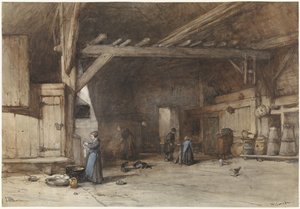 Interiør i en bondedel ved Hilversum av Johannes Bosboom