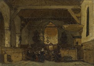 Interiør i kirken i Maasland av Johannes Bosboom