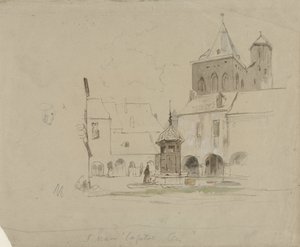Studie av torget ved S. Maria im Kapitol i Köln av Johannes Bosboom