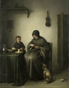 En kvinne som skjærer brød
