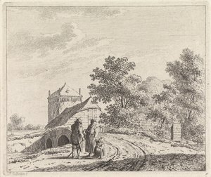 Landskap med steinbro
