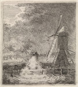 Landskap med vannmølle