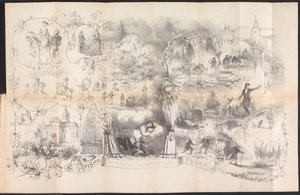 Tegneserie i Leiden studentalmanakk, 1856 Drømmer fra maskeradenatten (tittel på objekt)