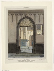 Utsikt over graven i Stevenskerk i Nijmegen Utsikt i Grote Kerk, i Nijmegen, med graven til Katarina av Bourbon. (tittel på objekt) Nymegen. (serietittel på objekt)