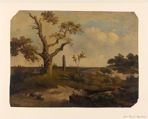 Landskap med tog foran av Johannes Franciscus Hoppenbrouwers (signed by artist)