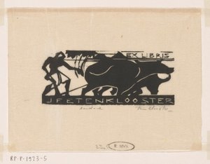 Ex-libris av J.F.E. ved klosteret av Johannes Frederik Engelbert ten Klooster (signed by artist)