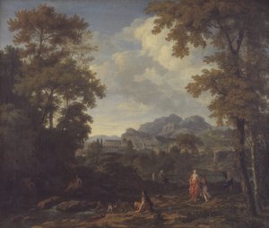 Klassisk landskap med Diana (?) og hennes nymfer