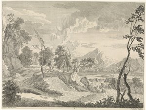Kupert landskap med foss Landskap etter Gaspar Poussin (serietittel) av Johannes Glauber