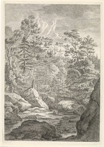 Ravine med trær og en bekk Landskap i Chartreuzer-fjellene (serietittel)
