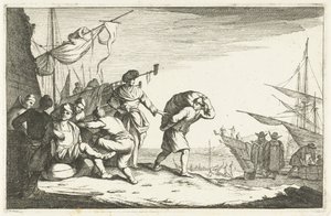 Havn med samtalende kjøpmenn Italienske havner (serietittel) Aliqui Portus (serietittel) av Johannes Gronsveld