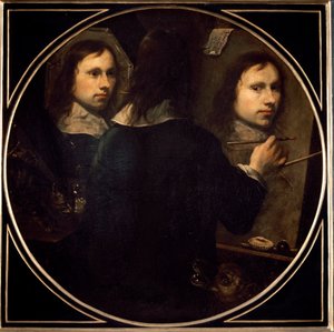 Selvportrettmaleri av Johannes Gumpp (1626-?) 1646 søn. 88,5x89 cm Firenze, Galleria degli Uffizi (kontorer) av Johannes Gumpp