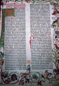 En side fra Gutenberg-bibelen, 1400-tallet av Johannes Gutenberg