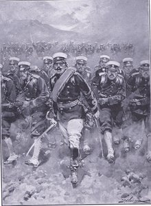 En anklage for det japanske infanteriet, illustrasjon fra Cassells History of the Russo-Japanese War Vol 1, ca. 1900