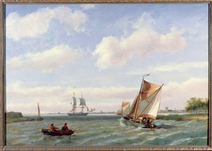 Fiskebåt i en elvemunning av Johannes Hermann Barend Koekkoek