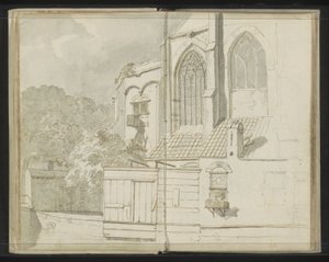 Baksiden av Nieuwe Kerk i Delft av Johannes Huibert Prins