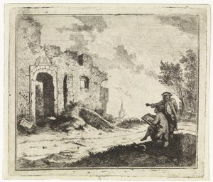 Tegner ved en ruin av Johannes Huibert Prins