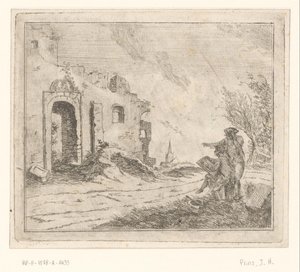 Tegner ved en ruin av Johannes Huibert Prins