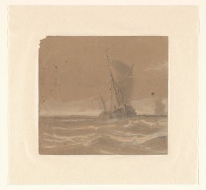 Seilende fiskefartøy av Johannes Huygens (signed by artist)