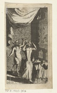 Den stolte djevelen Bokillustrasjon for Simon de Vries, Seven Duyvelen som styrer og tjener Hedendaeghsche Dienstmaegden, Amsterdam, 1682