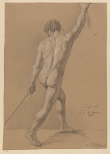 Stående naken mann, sett bakfra (3. premie 1812) av Johannes Joseph Maria Watrin