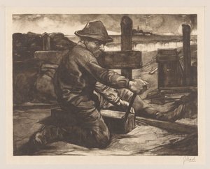 Arbeider med skiftenøkkel av Johannes Josephus Aarts (signed by artist)