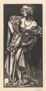 Kvinne med lut av Johannes Josephus Aarts (signed by artist)