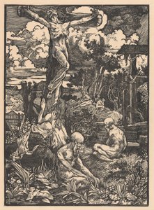 Korsfestet mann i kupert landskap av Johannes Josephus Aarts