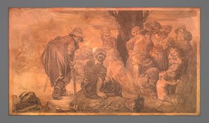 Gruppe menn og kvinner ved treet av Johannes Josephus Aarts