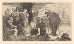 Menn, kvinner og barn ved et tre av Johannes Josephus Aarts