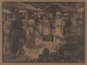 Markedsscene med menn og kvinner av Johannes Josephus Aarts