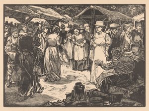 Markedsscene med menn og kvinner av Johannes Josephus Aarts