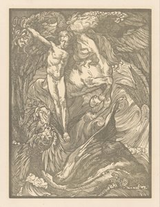Perseus og sjømonsteret Perseus og dragen, trykk på nederlandsk papir av Johannes Josephus Aarts