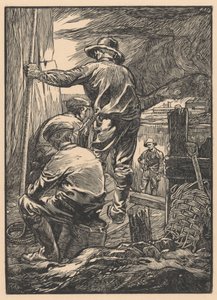 Fire arbeidere ved vannet av Johannes Josephus Aarts