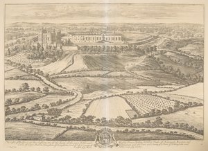 The Castle of Bolsover i Darbyshire: en av setene til den mest edle og mektige prins John Holles hertug av Newcastle, markis og jarle av Clare, Baron Haughton, lord Lt. av ye County of Nottingham og ye Town and County of ye Town av Nottingham an av Johannes Kip