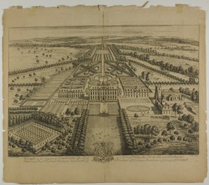 Wimple i County of Cambridge, plate 32 fra Britannia Illustrata av Johannes Kip