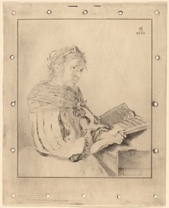 Ung jente ved tastaturet, 1767. av Johannes Kornlein